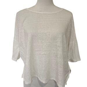 Joie 100% Linen Cropped White T-shirt Oversized Boxy Sz XS Base Layer Capsule